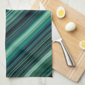 Aqua Blauwe en Teal Strepen Theedoek (Quarter Fold)