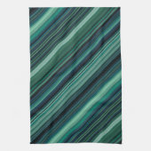 Aqua Blauwe en Teal Strepen Theedoek (Verticaal)