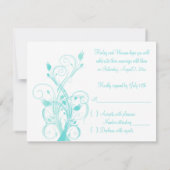 Aqua Blauwe en Witte Bloemen RSVP Kaart (Achterkant)