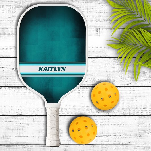 Aqua Blauwe en Witte Gepersonaliseerde Pickleball  Paddle