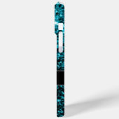 Aqua blauwe faux glitter fonkelt Monogram Case-Mate iPhone Case (Achterkant / Links)