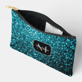 Aqua blauwe faux glitter fonkelt Monogram Etui
