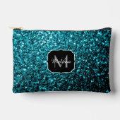 Aqua blauwe faux glitter fonkelt Monogram Etui (Voorkant)