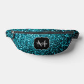 Aqua blauwe faux glitter fonkelt Monogram Heuptasje (Liggend)