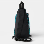 Aqua blauwe faux glitter fonkelt Monogram Sling Bag (Achterkant)