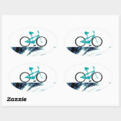 Aqua Blauwe Fiets Ovale Sticker (Vel)