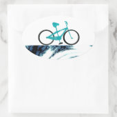 Aqua Blauwe Fiets Ovale Sticker (Tas)