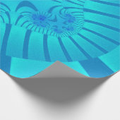 Aqua Blauwe Fractale Verjaardag Cadeaupapier (Hoek)