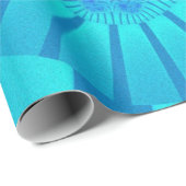 Aqua Blauwe Fractale Verjaardag Cadeaupapier (Rol Hoek)