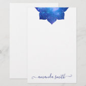 Aqua Blauwe Galactische Mandala Briefpapier (Voorkant / Achterkant)