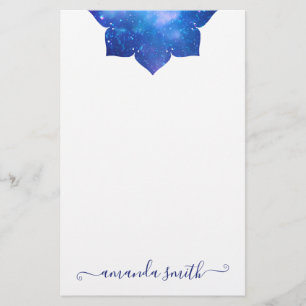 Aqua Blauwe Galactische Mandala Briefpapier