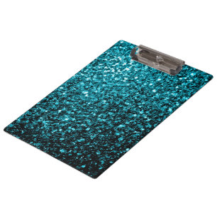 Aqua blauwe glanzende nepschittertjes glinsteren klembord