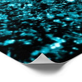 Aqua blauwe glanzende nepschittertjes glinsteren poster (Hoek)