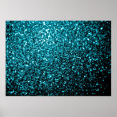 Aqua blauwe glanzende nepschittertjes glinsteren poster (Voorkant)