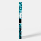 Aqua blauwe glanzende nepschittertjes Monogram Case-Mate iPhone Case (Achterkant / Rechts)