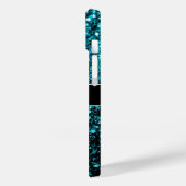 Aqua blauwe glanzende nepschittertjes Monogram Case-Mate iPhone Case (Achterkant / Links)