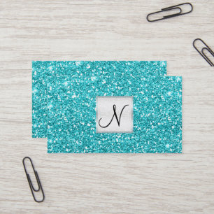 Aqua Blauwe Glitter Chic Glam Glitzy Salon Spa Visitekaartje