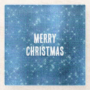 Aqua Blauwe Glitter Kerstmis Glazen Onderzetter