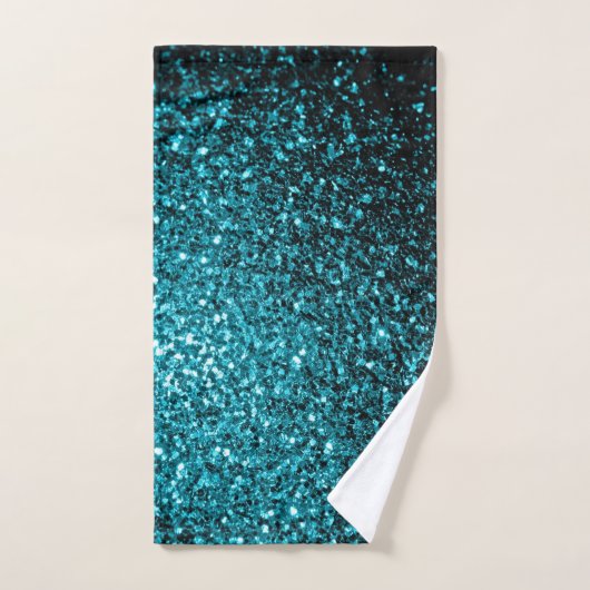 Aqua blauwe glitters glanzen handdoek (Handdoek)