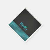Aqua Blauwe & Grijze Moderne Glamour Sequins Chic  Servetten (Hoek)