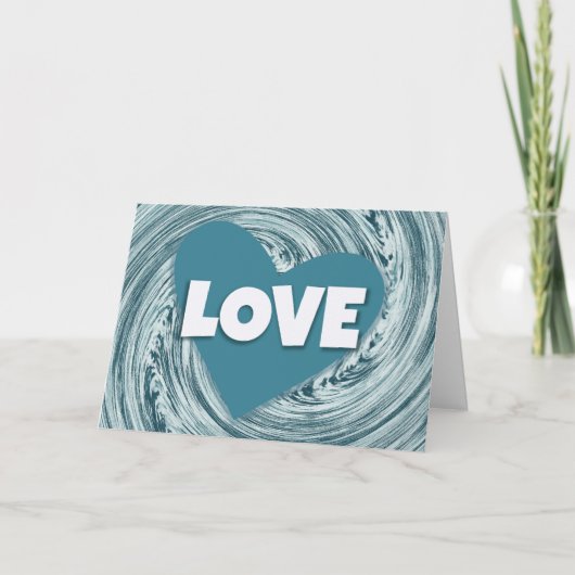 Aqua Blauwe Hart van Liefde Valentijnsdag Kaart (Voorkant)