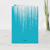 Aqua Blauwe Ijspegels Glinsterende Kerstboom Kaart (Achterkant)