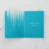 Aqua Blauwe Ijspegels Glinsterende Kerstboom Kaart (Binnen)