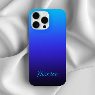 Aqua Blauwe Indigo en Zwarte Ombre iPhone 16 Pro Max Hoesje