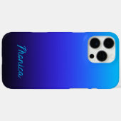 Aqua Blauwe Indigo en Zwarte Ombre Case-Mate iPhone Case (Achterkant (horizontaal))