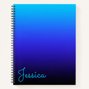 Aqua Blauwe Indigo en Zwarte Ombre Notitieboek
