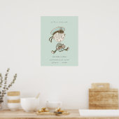 Aqua Blauwe Jongens Kleine Zeiler Scheepvaart Gebo Poster (Keuken)