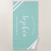 Aqua Blauwe Jongens Meisjes Weekend Persoonlijke N Strandlaken (Voorkant)