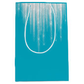 Aqua blauwe kerstpegels medium cadeauzakje (Voorkant)