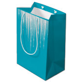 Aqua blauwe kerstpegels medium cadeauzakje (Achterkant Gekanteld)