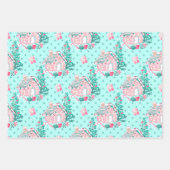 Aqua Blauwe Kleurrijke roze Kerst Gingerbread Boom Inpakpapier Vel (Voorkant 2)