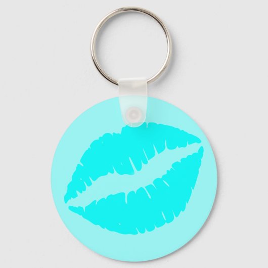 Aqua Blauwe Kus Sleutelhanger (Voorkant)