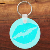 Aqua Blauwe Kus Sleutelhanger (Voorkant)