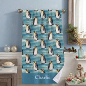 Aqua Blauwe Kust Arctisch Dier Pinguïn Badhanddoek