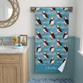 Aqua Blauwe Kust Puffin Vogel Strandlaken