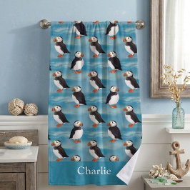 Aqua Blauwe Kust Puffin Vogel Strandlaken