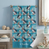 Aqua Blauwe Kustpelikaan Badhanddoek
