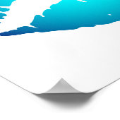 Aqua Blauwe Lippenstift Kus op Wit Poster (Hoek)