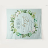 AQUA BLAUWE LOOF WATERVERF BABY SHOWER WELKOMST WANDKLEED (Voorkant (horizontaal))