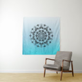 Aqua Blauwe Mandala Muurkunst Wandkleed (In situ)