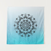 Aqua Blauwe Mandala Muurkunst Wandkleed (Voorkant)