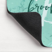 Aqua Blauwe Marmeren Folie Script Monogram Muismat (Hoek)