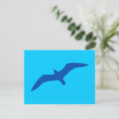 Aqua Blauwe Meeuw Briefkaart (Staand voorkant)
