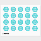 Aqua Blauwe met de Hand Geschreven Aangepaste Baby Ronde Sticker (Vel)