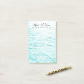 Aqua-blauwe mousserende watergolven post-it® notes (Op bureau)