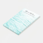 Aqua-blauwe mousserende watergolven post-it® notes (Schuin)